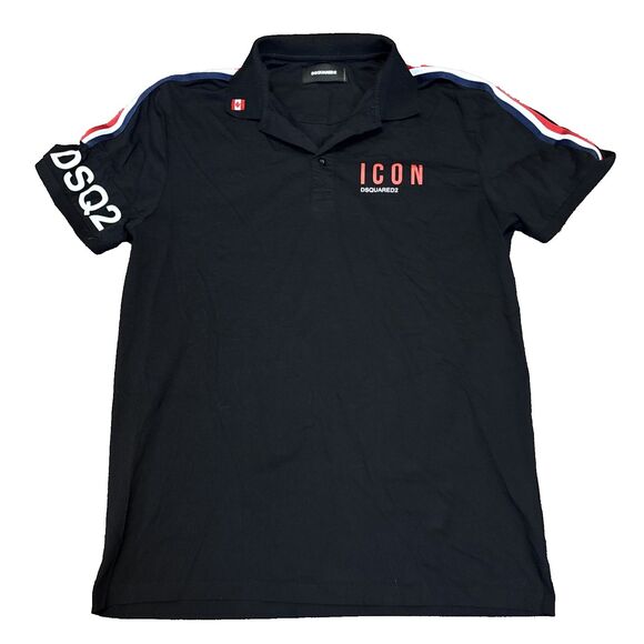 DSQUARED2 Short Sleeve Polo Shirt "ICON" Short Sleeve Red Portugal US-M 20" PIP - Picture 1 of 9